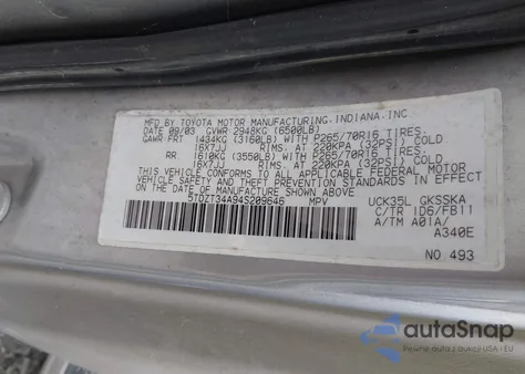 2004 Toyota Sequoia Sr5 V8 from USA, damaged, VIN 5TDZT34A94S209646